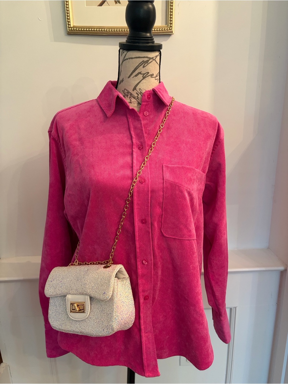 Zara Hot Pink Corduroy Textured Top